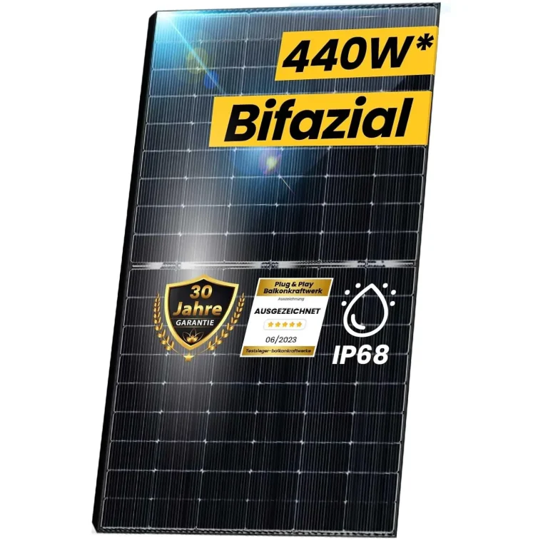 Bifaziale Solarmodule bieten den Vorteil, bis zu 30% mehr Energie im Vergleich zu traditionellen Modulen mit derselben Leistung zu erzeugen. Dies wird durch die Nutzung von Sonnenlicht auf beiden Seiten der Module (Glas-Glas) erreicht. 